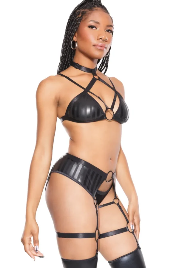 Bold Connection Halter Top & Crotchless Garter Panty