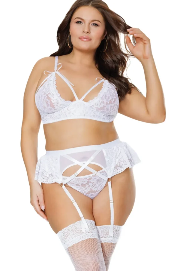 Forevermore Bralette, Garter Belt & G-String