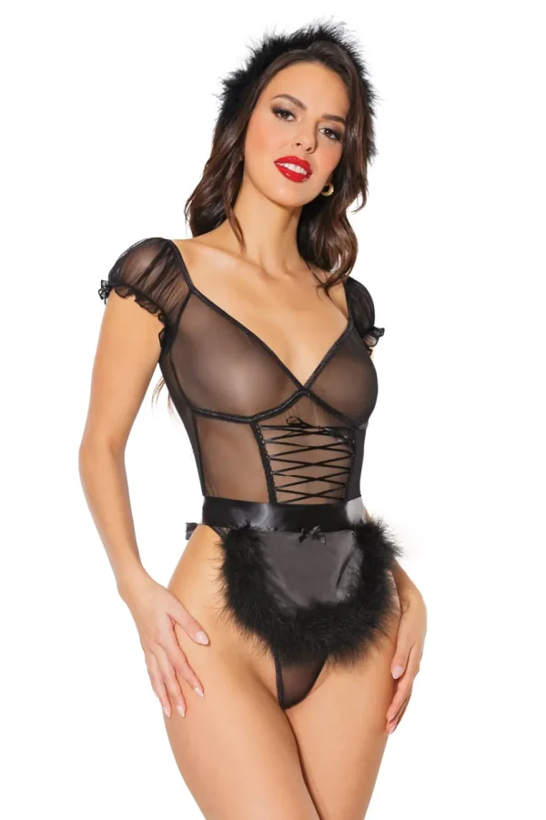 French Kiss Teddy, Apron & Headpiece