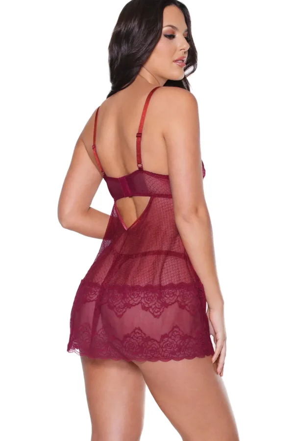 Pinot Noir Babydoll & Thong Set