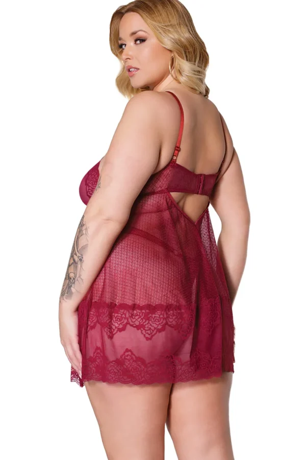 Pinot Noir Babydoll & Thong Set