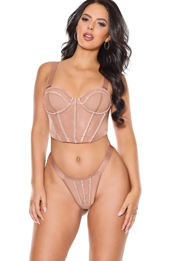 Poppin' Bubbly Cropped Bustier & Thong