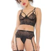 Smoke Show Bra, Garter Belt & G-String